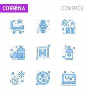 9 Blue Corona Virus pandemic vector illustrations hands care hand sanitizer smart watch soap travel viral coronavirus 2019nov disease Vector Design Elements