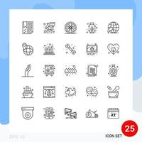 25 símbolos de signos de línea universal de elementos de diseño de vector editables de gas de flecha de mensaje de correo electrónico de globo global