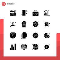 16 Universal Solid Glyphs Set for Web and Mobile Applications business startup money wifi graph global Editable Vector Design Elements