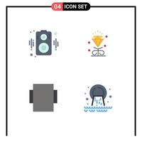 Pack of 4 Modern Flat Icons Signs and Symbols for Web Print Media such as audio pipe diamond wedding radioactive Editable Vector Design Elements