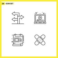 Set of 4 Modern UI Icons Symbols Signs for arrow design ads play scale Editable Vector Design Elements