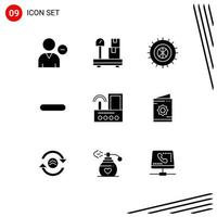 Modern Set of 9 Solid Glyphs and symbols such as signal router studded remove less Editable Vector Design Elements