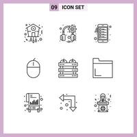 Set of 9 Vector Outlines on Grid for apple hardware checklist gadget computers Editable Vector Design Elements