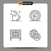 Modern Set of 4 Filledline Flat Colors Pictograph of break crossing time microorganisms signaling Editable Vector Design Elements