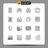 16 iconos creativos signos y símbolos modernos de la construcción de elementos de diseño de vectores editables de animales de pascua humana de naturaleza humana