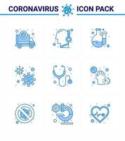 9 Blue viral Virus corona icon pack such as medical temperature covid virus viral coronavirus 2019nov disease Vector Design Elements