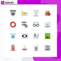 16 Universal Flat Color Signs Symbols of chart healthy food cock fruit cherries Editable Pack of Creative Vector Design Elements