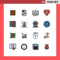 Universal Icon Symbols Group of 16 Modern Flat Color Filled Lines of patch heal document upload letter Editable Creative Vector Design Elements