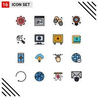 16 User Interface Flat Color Filled Line Pack of modern Signs and Symbols of baking light flip flops idea clock Editable Creative Vector Design Elements