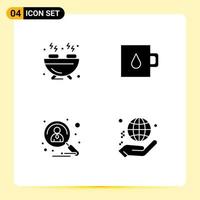 4 User Interface Solid Glyph Pack of modern Signs and Symbols of barbecue recruitment baby applicant hand Editable Vector Design Elements