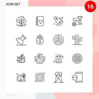 16 Universal Outlines Set for Web and Mobile Applications win success target sign Editable Vector Design Elements