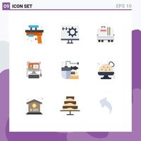 9 Thematic Vector Flat Colors and Editable Symbols of editing screen development computer oil Editable Vector Design Elements