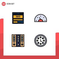 Stock Vector Icon Pack of 4 Line Signs and Symbols for website creative hosting arrow archive Editable Vector Design Elements