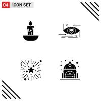 Modern Set of 4 Solid Glyphs and symbols such as candle event holiday gen fireworks Editable Vector Design Elements