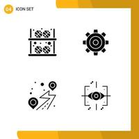 Pack of 4 creative Solid Glyphs of ball universal player general pin Editable Vector Design Elements