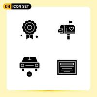 4 iconos creativos signos y símbolos modernos de certificado eliminar carta de buzón menos elementos de diseño vectorial editables vector