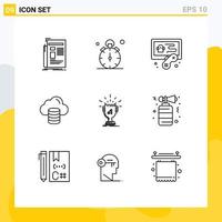 User Interface Pack of 9 Basic Outlines of award money timer computing game Editable Vector Design Elements