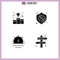 símbolos de iconos universales grupo de glifos sólidos modernos de premio naturaleza medalla seguridad puesta de sol elementos de diseño vectorial editables vector