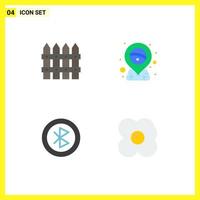 Set of 4 Commercial Flat Icons pack for farm computer garden pin network Editable Vector Design Elements