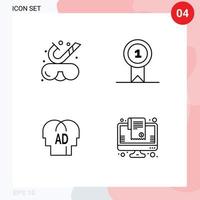 Set of 4 Modern UI Icons Symbols Signs for beach knowledge underwater st brian Editable Vector Design Elements