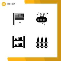 Universal Icon Symbols Group of 4 Modern Solid Glyphs of american dream swim fall ladder boxes Editable Vector Design Elements