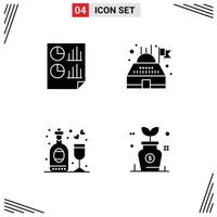 4 Creative Icons Modern Signs and Symbols of analytics disco page observatory wine Editable Vector Design Elements