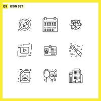 Universal Icon Symbols Group of 9 Modern Outlines of marketing advertising globe world internet Editable Vector Design Elements