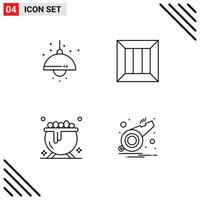 Stock Vector Icon Pack of 4 Line Signs and Symbols for home cauldron light delivery holiday Editable Vector Design Elements
