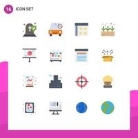 User Interface Pack of 16 Basic Flat Colors of presentation growth slash green plant user Editable Pack of Creative Vector Design Elements