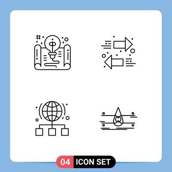 Mobile Interface Line Set of 4 Pictograms of creative internet form arrows network Editable Vector Design Elements
