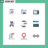 Set of 9 Modern UI Icons Symbols Signs for online process folder creative medical Editable Vector Design Elements