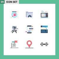 Set of 9 Modern UI Icons Symbols Signs for online process folder creative medical Editable Vector Design Elements