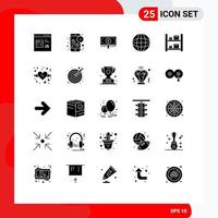 Pictogram Set of 25 Simple Solid Glyphs of search globe receiver dollar search Editable Vector Design Elements