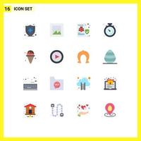 Pictogram Set of 16 Simple Flat Colors of park water folder stopwatch gym Editable Pack of Creative Vector Design Elements