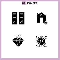 4 Universal Solid Glyphs Set for Web and Mobile Applications gym locker percentage school discount jewel Editable Vector Design Elements