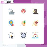 Pack of 9 Modern Flat Colors Signs and Symbols for Web Print Media such as human map nature location fire Editable Vector Design Elements