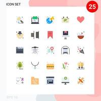 Mobile Interface Flat Color Set of 25 Pictograms of instagram spring broadcast day calendar Editable Vector Design Elements