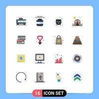 Universal Icon Symbols Group of 16 Modern Flat Colors of credit direct payment board tent camping Editable Pack of Creative Vector Design Elements