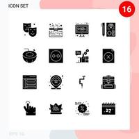 Modern Set of 16 Solid Glyphs and symbols such as coconut planning computer development coding Editable Vector Design Elements