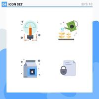 Group of 4 Flat Icons Signs and Symbols for creative package sharing nature file Editable Vector Design Elements