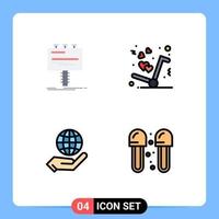 Pack of 4 creative Filledline Flat Colors of ad global billboard get internet Editable Vector Design Elements