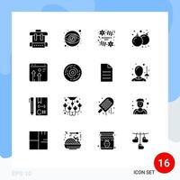 Set of 16 Commercial Solid Glyphs pack for business arrow organization play fun Editable Vector Design Elements