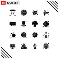 Pack of 16 Modern Solid Glyphs Signs and Symbols for Web Print Media such as slide arts slice paint airbrush Editable Vector Design Elements