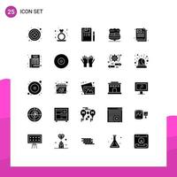 Modern Set of 25 Solid Glyphs Pictograph of document usa women sign pencil Editable Vector Design Elements