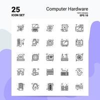 25 conjunto de iconos de hardware de computadora 100 archivos eps 10 editables concepto de logotipo de empresa ideas diseño de icono de línea vector