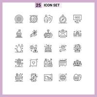 Line Pack of 25 Universal Symbols of navigation browse clock protection man Editable Vector Design Elements