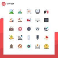 Modern Set of 25 Flat Colors and symbols such as lungs cv movie computer profile Editable Vector Design Elements