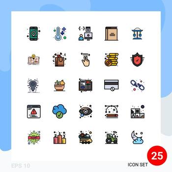 grupo de símbolos de iconos universales de 25 colores planos de líneas llenas modernas de la aplicación de la biblioteca de lectura programador de educación elementos de diseño de vectores editables