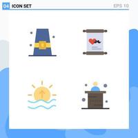 4 Thematic Vector Flat Icons and Editable Symbols of autumn day fall love sea Editable Vector Design Elements