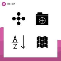 4 Thematic Vector Solid Glyphs and Editable Symbols of central sort share new location Editable Vector Design Elements